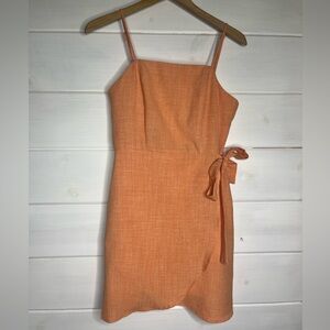 Altar'd State Orange Mini Dress side tie wrap size medium